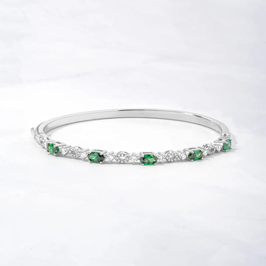 14K Emerald Bangle Silver