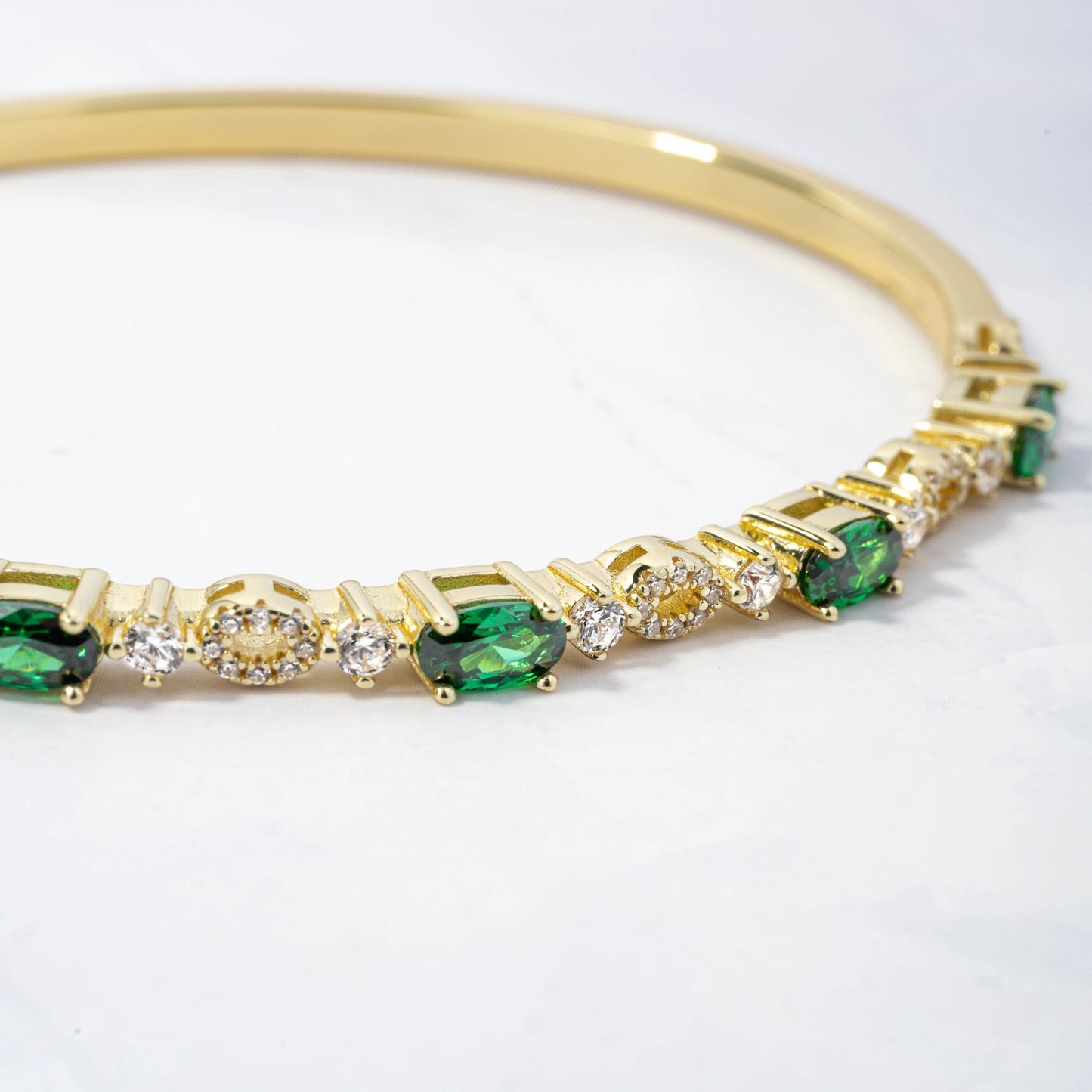 14K Emerald Bangle Gold